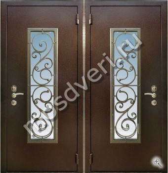 Дверь порошковая со стеклом и ковкой - купить от производителя Мосдвери Дверь порошковая со стеклом и ковкой